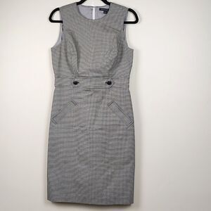 Brooks Brothers Classic Black & White Houndstooth Sleeveless Sheath Dress